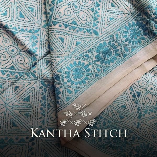 Kantha Stitch Saree