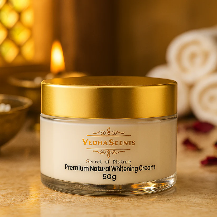 Vedhascents Premium Natural Ayurvedic Skin Whitening & Brightening Cream |Improves Fairness,Evens Skin Tone,Lightens Pigmentation,Removes Tan|Natural Paraben-Free Formula|Ayurvedic Night Face Cream (50g)