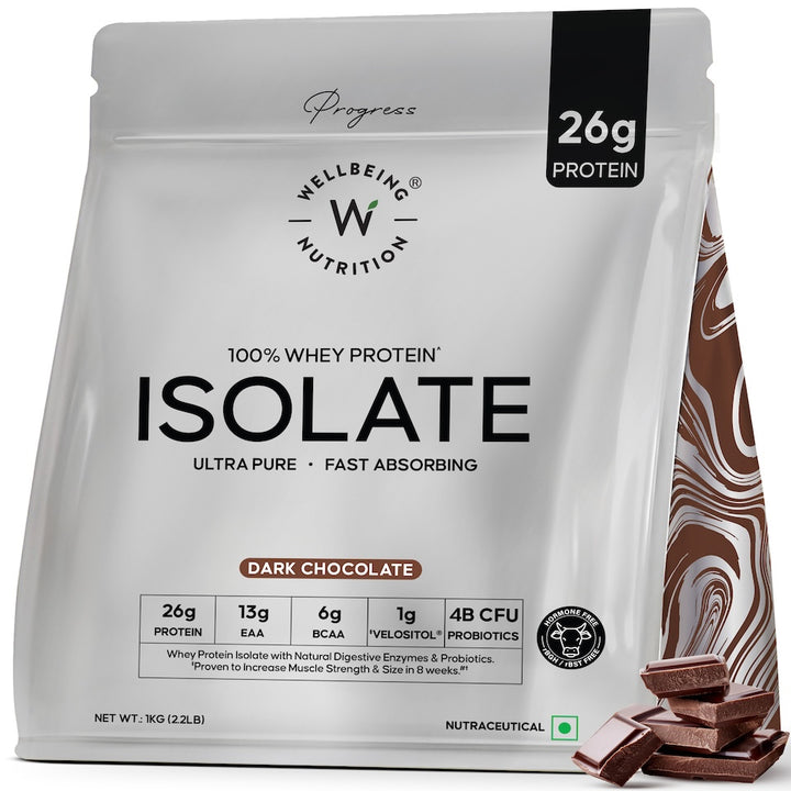 Whey Protein Isolate 26g | 1KG | 4B CFU Probiotics | Dark Chocolate